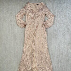 NWOT Giffniseti Sequin Long Sleeve Cocktail Party Maxi Dress L